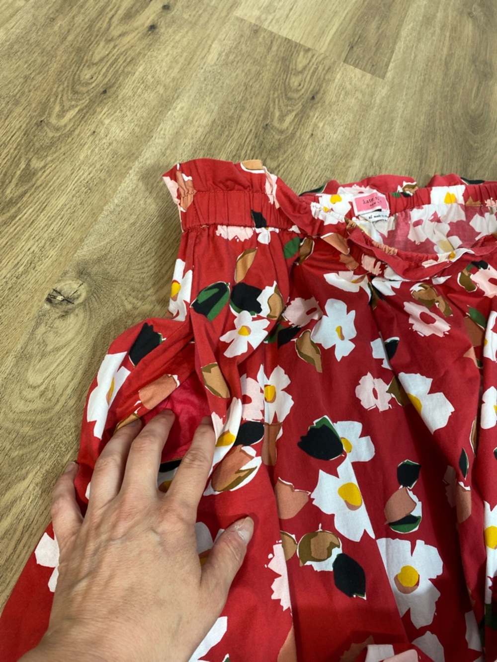 Kate Spade Botanical Garden Red Floral Poplin Midi Skirt with Pockets size XL - Picture 4 of 11